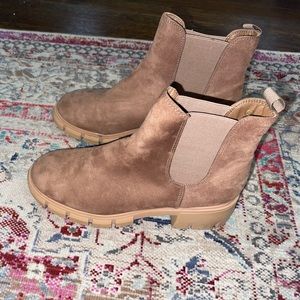 Women Camel Suede Booties